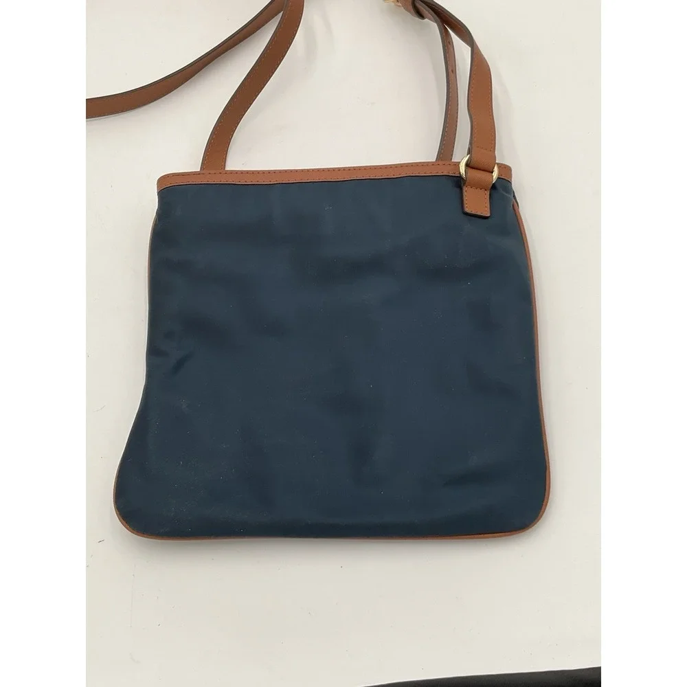 Michael Kors Navy Nylon Crossbody Bag & Navy Leather Wallet Set Gold Tone